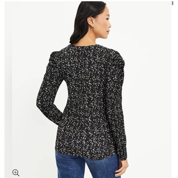 Loft Floral Popcorn Knit Long Twist Sleeve Top Blouse Size S NWOT - Picture 2 of 12